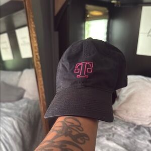 T Mobile Black Cap with Pink Logo